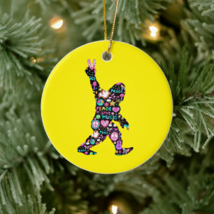 Peace Liebe Bigfoot Hippie Funny Bigfoot Lover Keramik Ornament