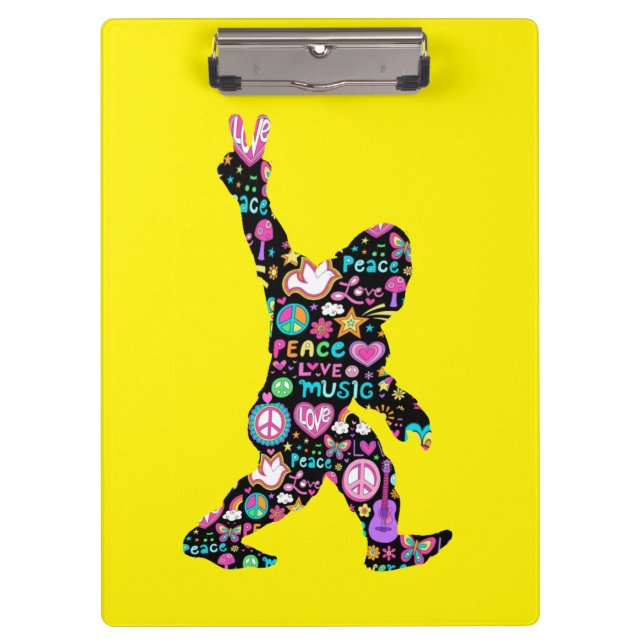 Peace Liebe Bigfoot Hippie Funny Bigfoot Lover Klemmbrett (Vorderseite)