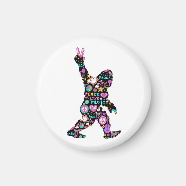 Peace Liebe Bigfoot Hippie Funny Bigfoot Lover   Magnet (Vorne)