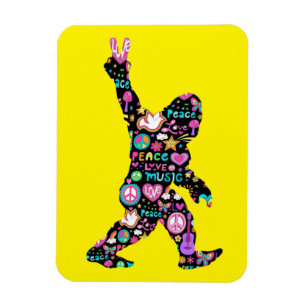 Peace Liebe Bigfoot Hippie Funny Bigfoot Lover Magnet