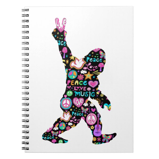 Peace Liebe Bigfoot Hippie Funny Bigfoot Lover Notizblock (Vorderseite)