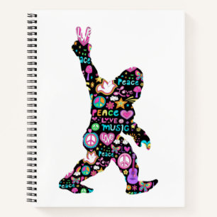 Peace Liebe Bigfoot Hippie Funny Bigfoot Lover Notizbuch