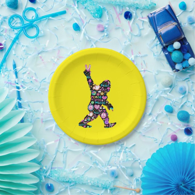 Peace Liebe Bigfoot Hippie Funny Bigfoot Lover Pappteller (Party)
