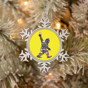 Peace Liebe Bigfoot Hippie Funny Bigfoot Lover Schneeflocken Zinn-Ornament