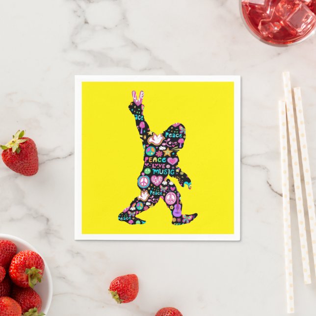 Peace Liebe Bigfoot Hippie Funny Bigfoot Lover Serviette (Beispiel)