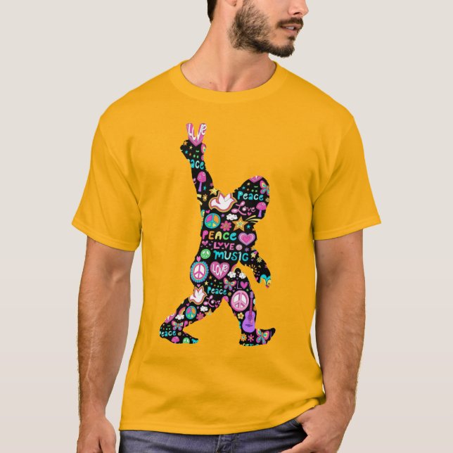 Peace Liebe Bigfoot Hippie Funny Bigfoot Lover T-Shirt (Vorderseite)