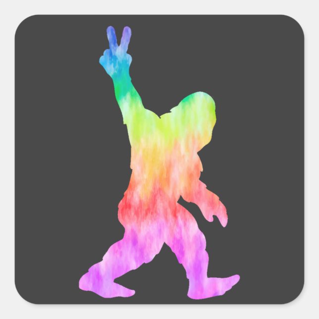 Peace Liebe Bigfoot Quadratischer Aufkleber (Vorderseite)