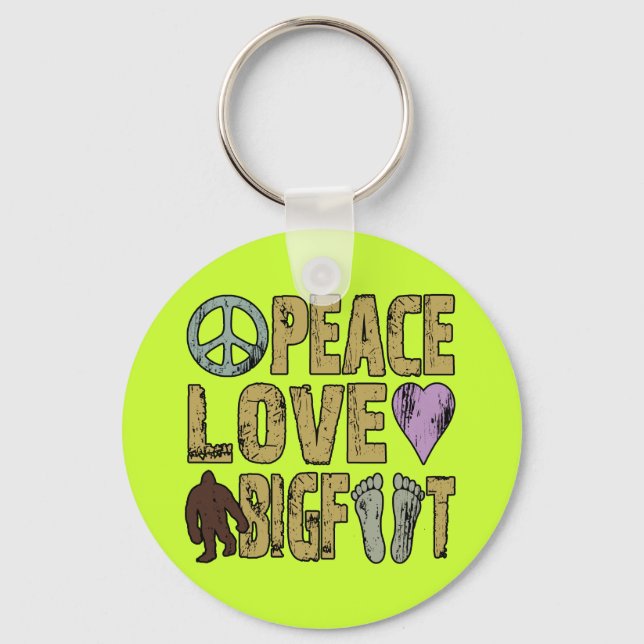 Peace Liebe Bigfoot Schlüsselanhänger (Vorderseite)