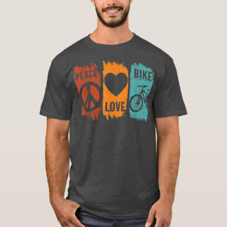 Peace Liebe Bike Biker Cycle Retro Mountainbike T-Shirt