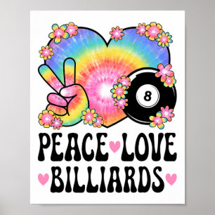 Peace Liebe Billiards Lover 60er 70er Hippie Outfi Poster