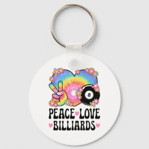 Peace Liebe Billiards Lover 60er 70er Hippie Outfi Schlüsselanhänger