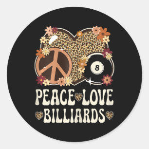 Peace Liebe Billiards Lover Leopard Print Girl Nie Runder Aufkleber