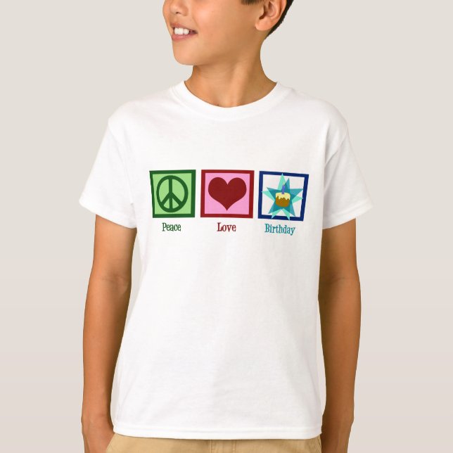 Peace Liebe Birthday Kinder T-Shirt (Vorderseite)