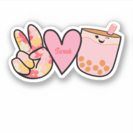 Peace Liebe Boba Bubble Tee Niedlicher Individuell Aufkleber