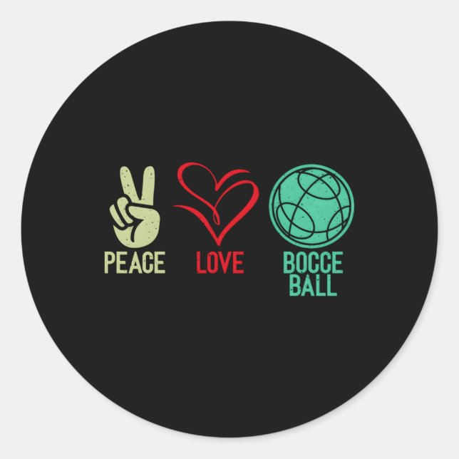 Peace Liebe Bocce Ball Runder Aufkleber (Vorderseite)
