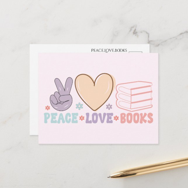 Peace Liebe Books Postcard Postkarte (Vorderseite/Rückseite Beispiel)