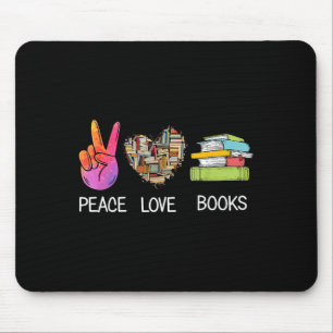Peace Liebe Books Shirt Funny Book Graphic T-Shirt Mousepad