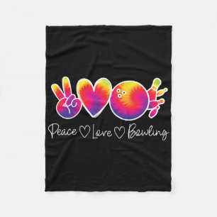 Peace Liebe Bowling Lover Krawatte Färbung Retro B Fleecedecke