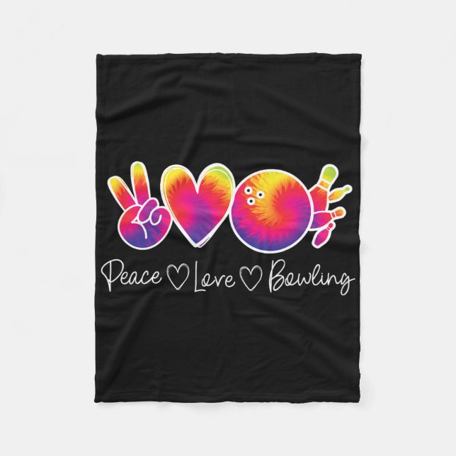 Peace Liebe Bowling Lover Krawatte Färbung Retro B Fleecedecke (Vorderseite)