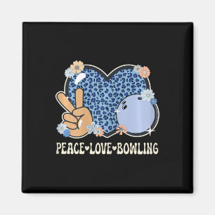 Peace Liebe Bowling Lover Leopard Print Girls Nied Magnet