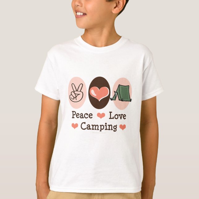 Peace Liebe Camping Kinder Shirt (Vorderseite)