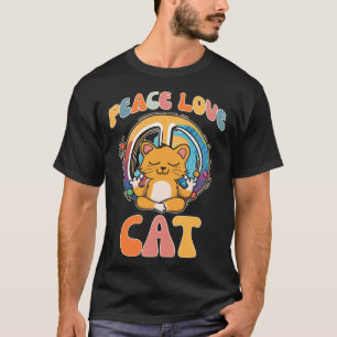 Peace Liebe Cat Hippie Yoga Feline Meditation Humo T-Shirt