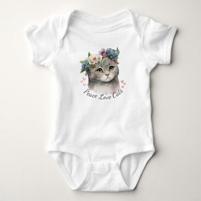 Peace Liebe Cats Baby Strampler (Vorderseite)