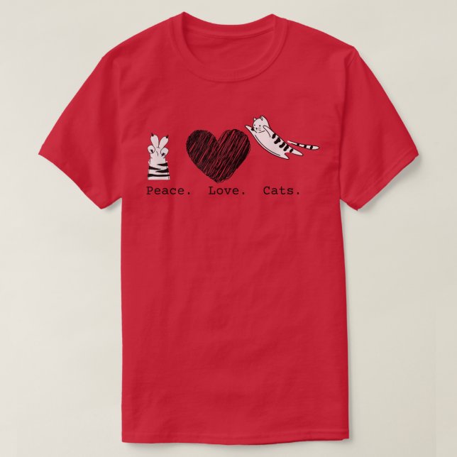 Peace Liebe Cats Hippy T-Shirt (Design vorne)
