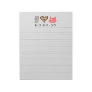Peace Liebe Cats Linken Notepad Notizblock