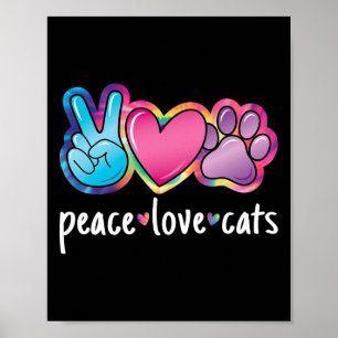 Peace Liebe Cats Niedlich Katzenkätzchen Lover Paw Poster