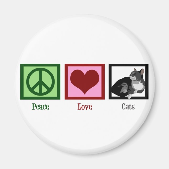Peace Liebe Cats Niedlich Magnet (Vorne)