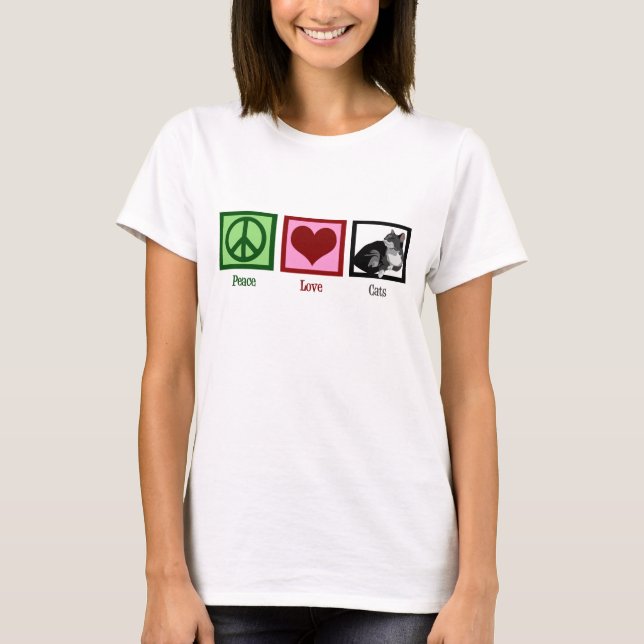 Peace Liebe Cats Niedliche Frauen T-Shirt (Vorderseite)