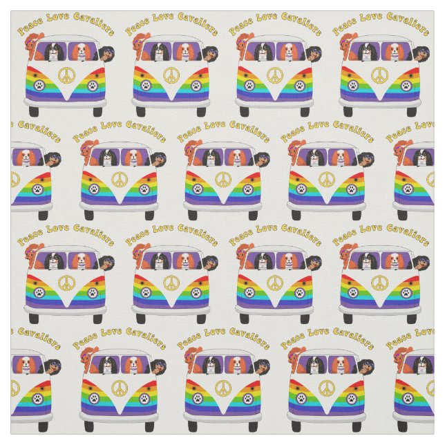 Peace Liebe Cavaliers King Charles Spaniel Fabric Stoff (Muster)