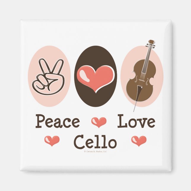Peace Liebe Cello Magnet (Vorne)