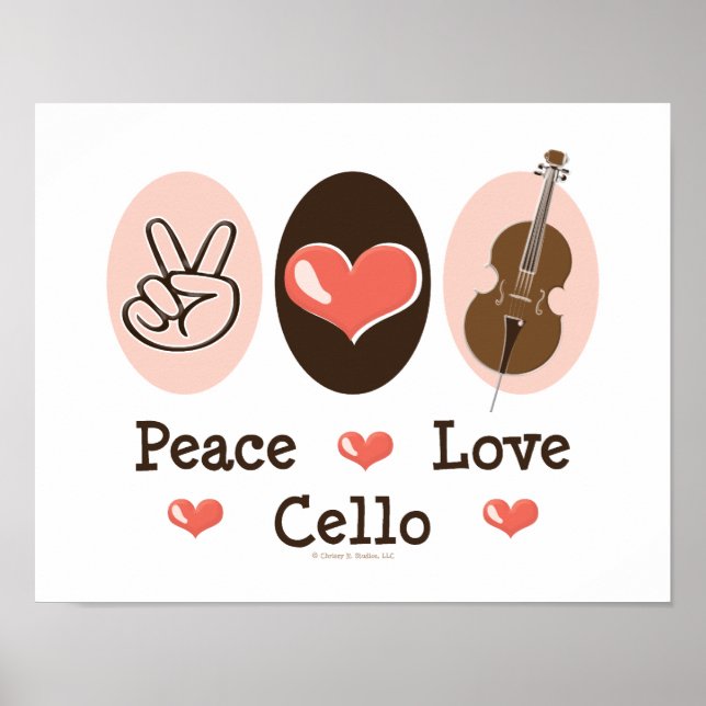 Peace Liebe Cello Poster (Vorne)