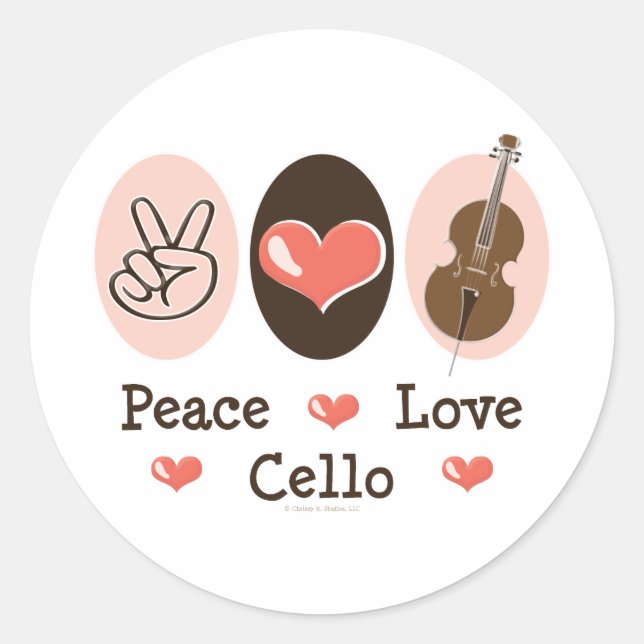 Peace Liebe Cello Stickers (Vorderseite)