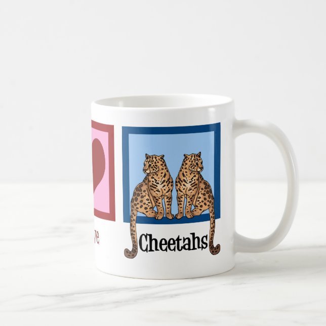 Peace Liebe Cheetahs Kaffeetasse (Rechts)