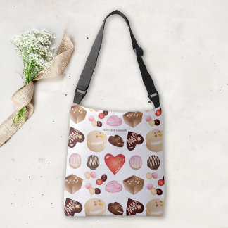 Peace Liebe Chocolate Candy Heart Pattern Tragetaschen Mit Langen Trägern