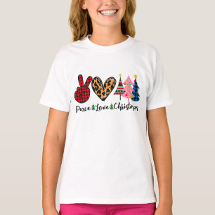 Peace Liebe Christmas in Pink Blue Green Holiday T T-Shirt