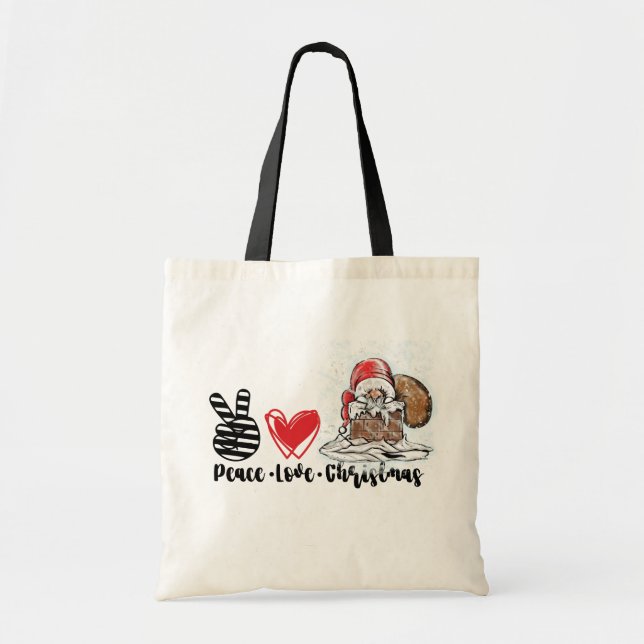 Peace Liebe Christmas Niedlich Funny Santa Gnome Tragetasche (Vorne)