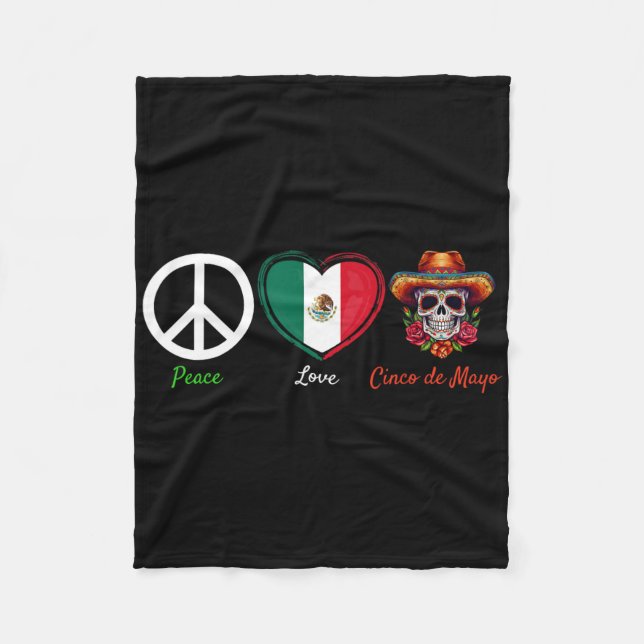 Peace Liebe Cinco De Mayo Fleecedecke (Vorderseite)