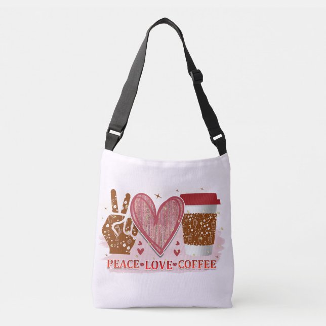 Peace Liebe Coffee Tragetaschen Mit Langen Trägern (Vorderseite)