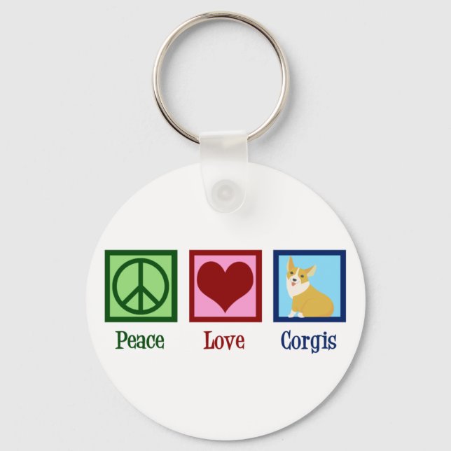 Peace Liebe Corgi Fotograf Schlüsselanhänger (Vorderseite)