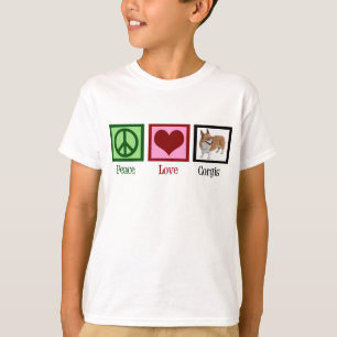 Peace Liebe Corgi Fotograf T-Shirt