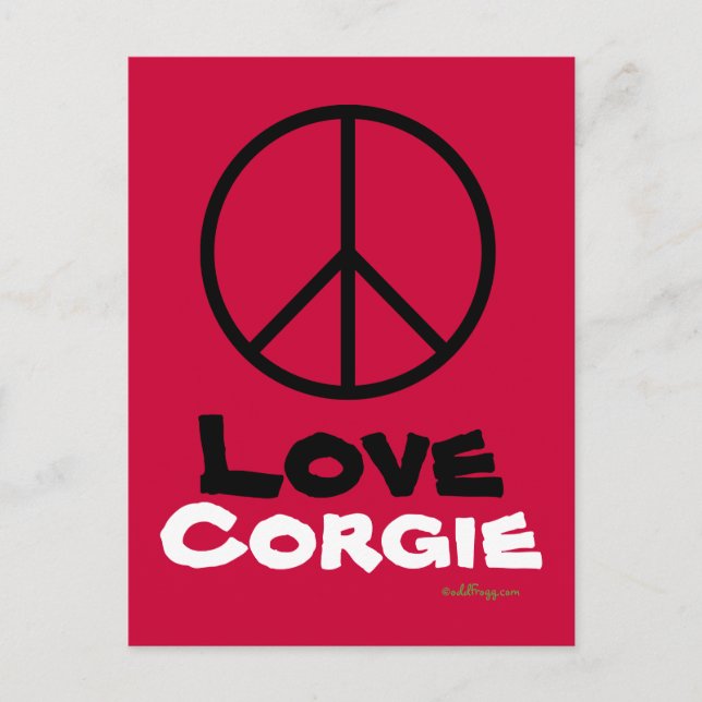 Peace Liebe Corgie Postcard Postkarte (Vorderseite)