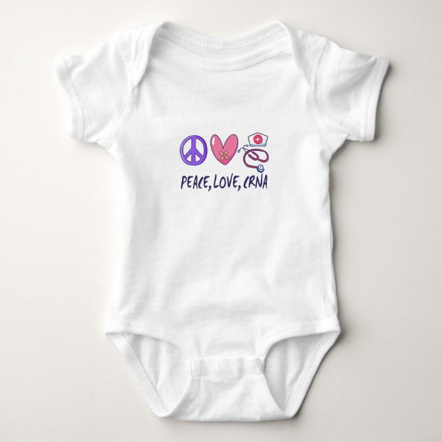 Peace Liebe CRNA Nurse Baby Strampler (Vorderseite)