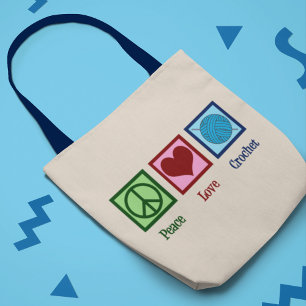 Peace Liebe Crochet Niedlich Monogram Crafting Tragetasche