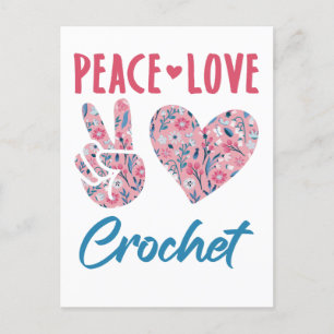 Peace Liebe Crochet Postkarte