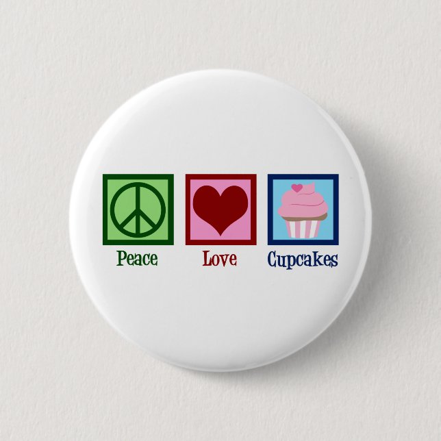 Peace Liebe Cupcakes Niedlich Baker Button (Vorderseite)