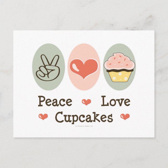 Peace Liebe Cupcakes Postcard Postkarte (Vorderseite)